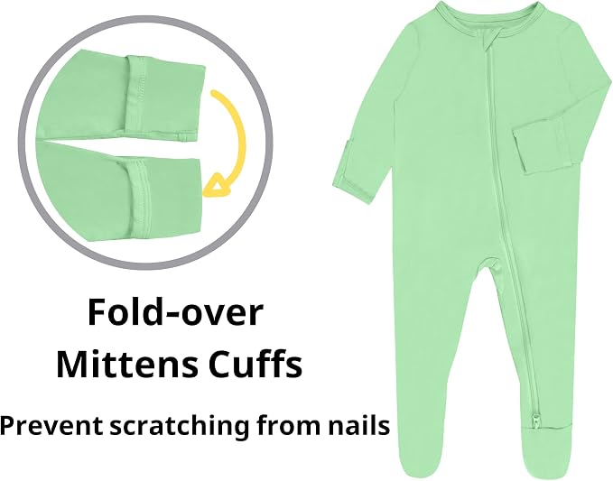 Baby Boy Footed Pajamas with Mittens, Rayon Made from Bamboo Sleepers, 2 Way - Image 3
