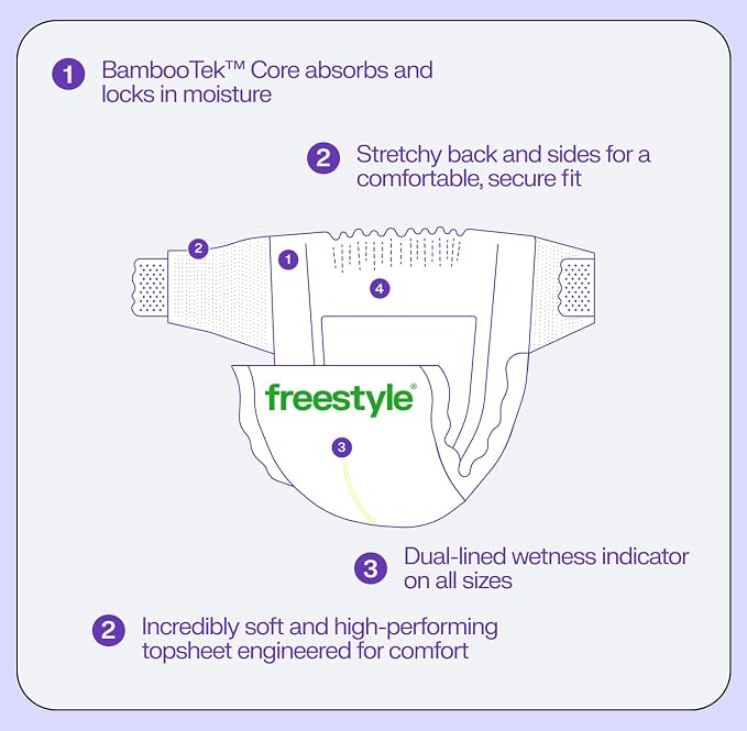 Freestyle BambooTek Diapers – Hyper Absorbent & Non-Toxic – Disposable Diapers - Image 6