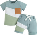 Rtnnsbbfcm Newborn Baby Boy Summer Clothes Short Sleeve Color Block Front by Rtnnsbbfcm