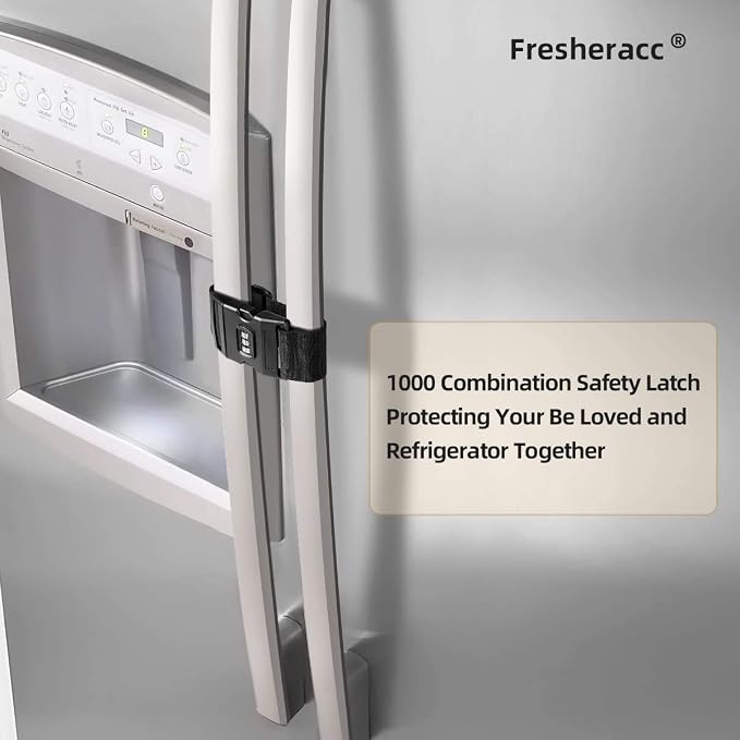 Fridge Freezer Refrigerator Cabinet Lock Latch, Adjustable French Door Guard - Image 4