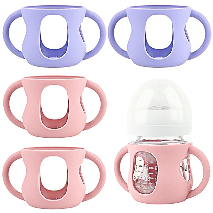 4 Pack Silicone Sleeves for Avent Natural Glass Baby Bottles, Silicone and by Unknown