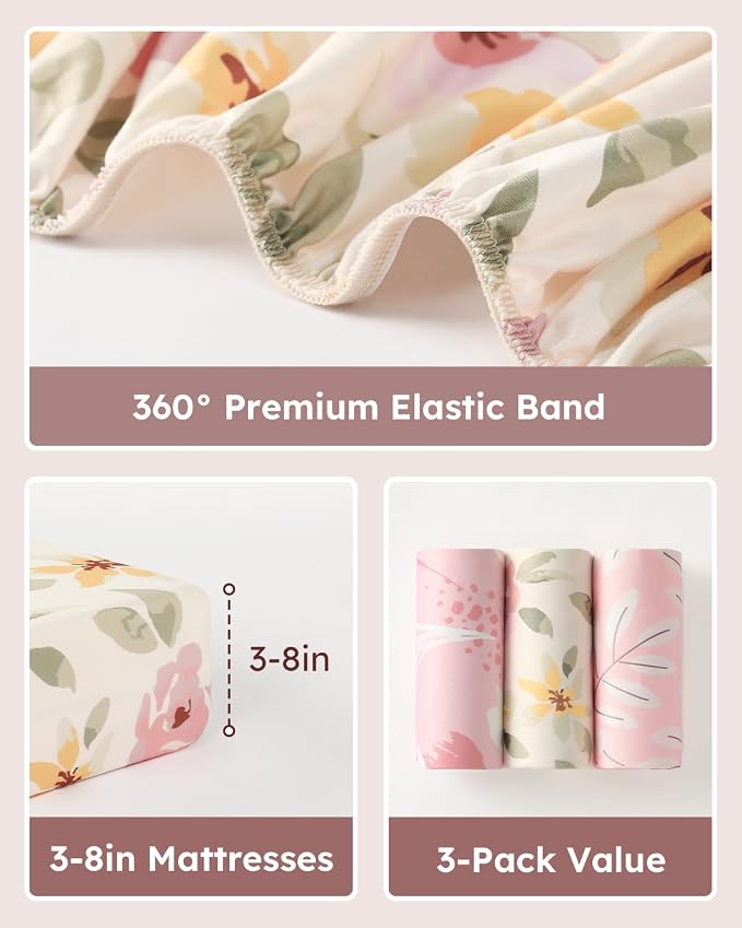 Baby Crib Sheets for Boys Girls, Breathable Soft Microfiber Baby Sheet Pink - Image 5