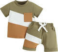 Rtnnsbbfcm Newborn Baby Boy Summer Clothes Short Sleeve Color Block Front by Rtnnsbbfcm