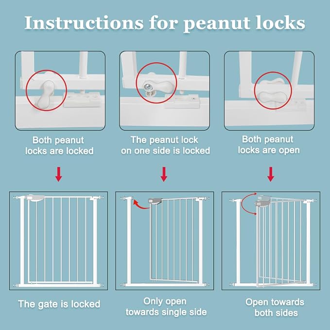 WAOWAO Triple Lock Baby Gate Extra Wide 86.22-90.55" Pressure Mounted Walk - Image 3