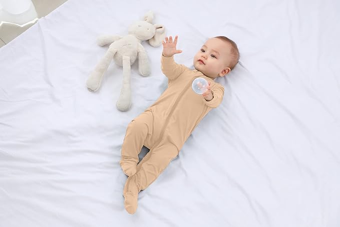 Baby Boy Footed Pajamas with Mittens, Rayon Made from Bamboo Sleepers, 2 Way - Image 2