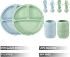 PandaEar Silicone Baby Feeding Set| 2 Pack Silicone Divided Suction Plate and 2 - Image 2