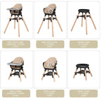 6 in 1 Baby High Chair, Convertible Wooden High Chairs/Booster Seat - Image 2