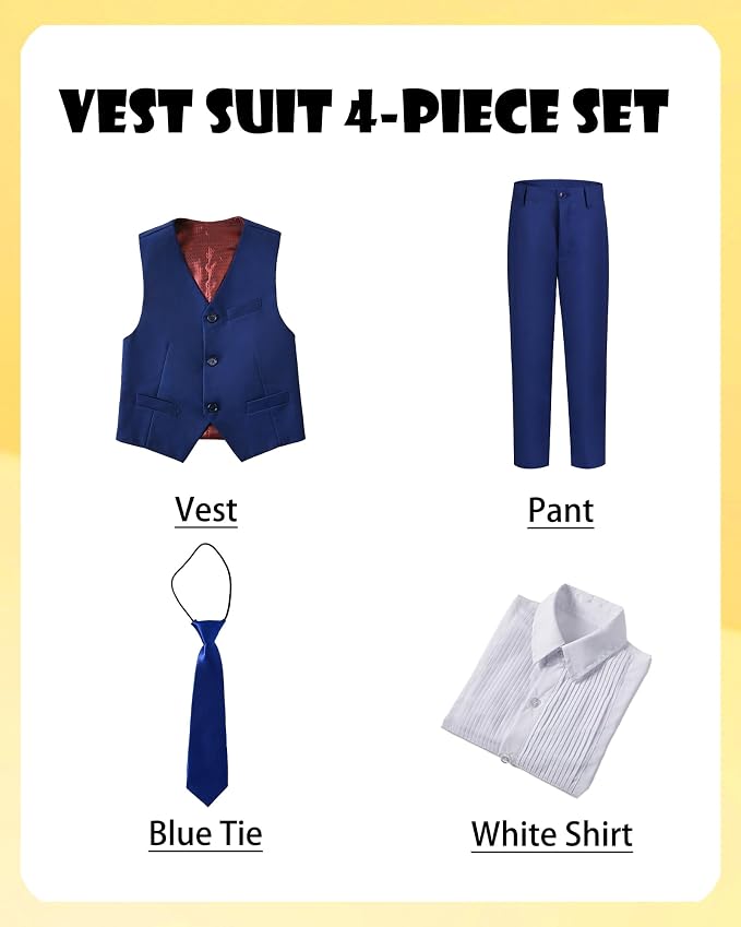 Boys’ Formal Suit 5 Piece Set, Toddler Tuxedos - Image 3