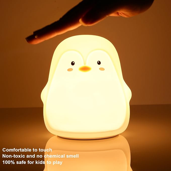 Tremdwoto Night Light for Kids, Penguin Silicone Nightlight Lamp, 7 Color - Image 3