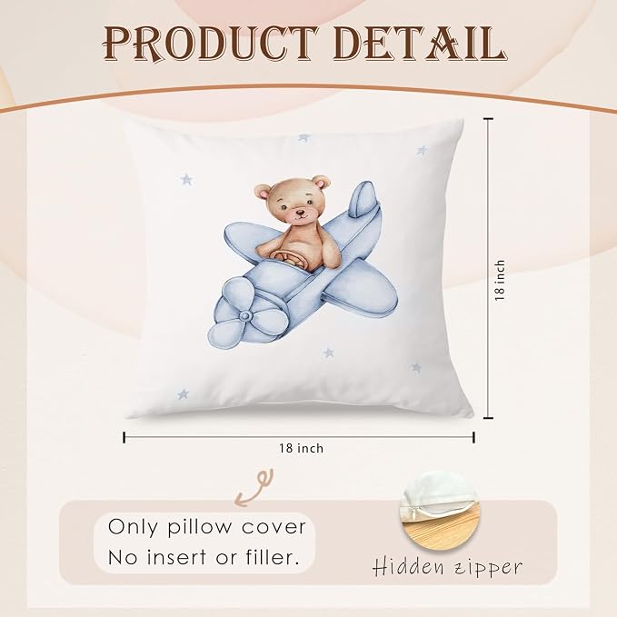 SPBL&L Baby Bear Pillow Covers 18x18, Woodland Animals Nursery Decor - Image 5