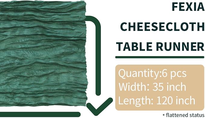 FEXIA 6 Pack Emerald Green Christmas Table Runner St Patrick's Day Decorations - Image 2