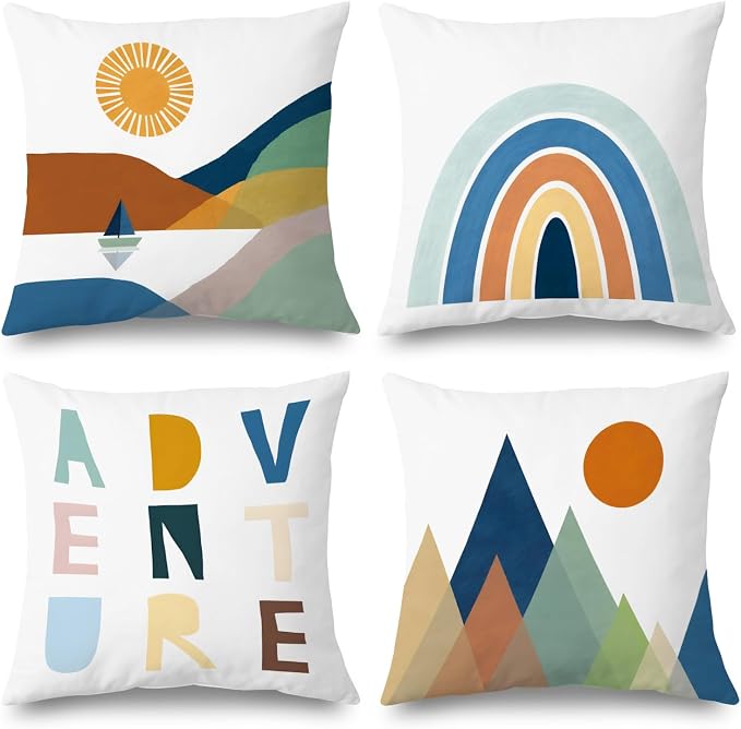 SPBL&L Boho Kids Decorative Pillow Covers 18x18, Adventure Nursery Decor by SPBLL