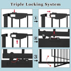 WAOWAO Triple Lock 77.17-84.65" Baby Gate Extra Wide Pressure Mounted Walk - Image 3