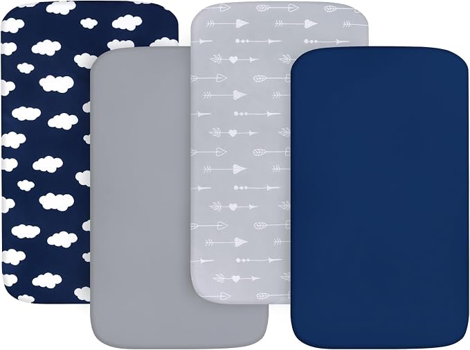 4-Pack Fitted Pack and Play Sheets by Bilobanbabybedding