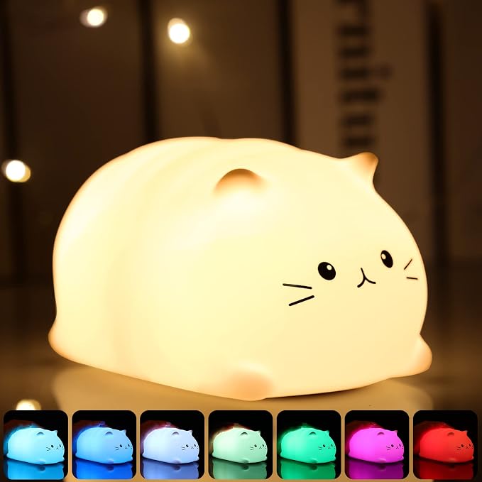 Tremdwoto Cat Night Light for Kids, Cute Colorful Night Light Baby Girl Squishy by Tremdwoto