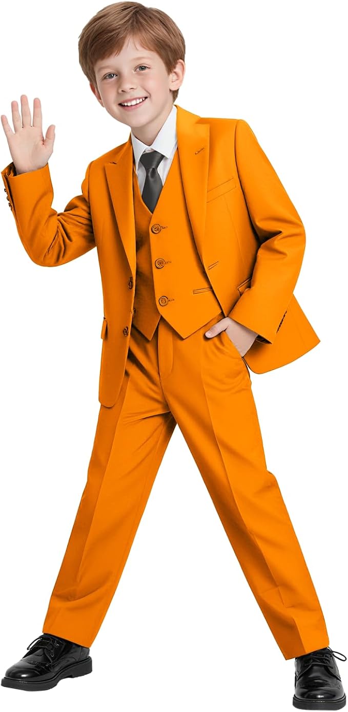 Boys Suit 4 Pcs Slim Fit Set Casual Suits Wedding Outfit Prom Jacket Vest Pant - Image 2