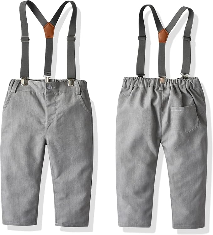 CORATED Toddler Dress Suits Baby Boys Clothes Sets Bowtie Shirts Suspenders - Image 6