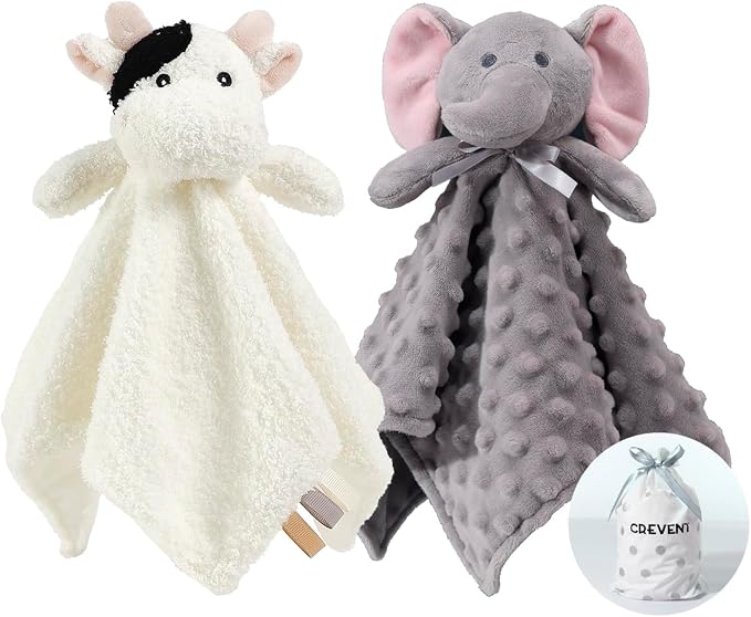 CREVENT Cozy Plush Baby Security Blanket, Loveys by CREVENT