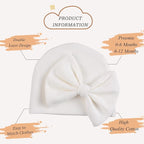 Bamery Newborn Baby Girl Hat Cotton Baby Bow Beanie Preemie Hats Spring Infant - Image 2