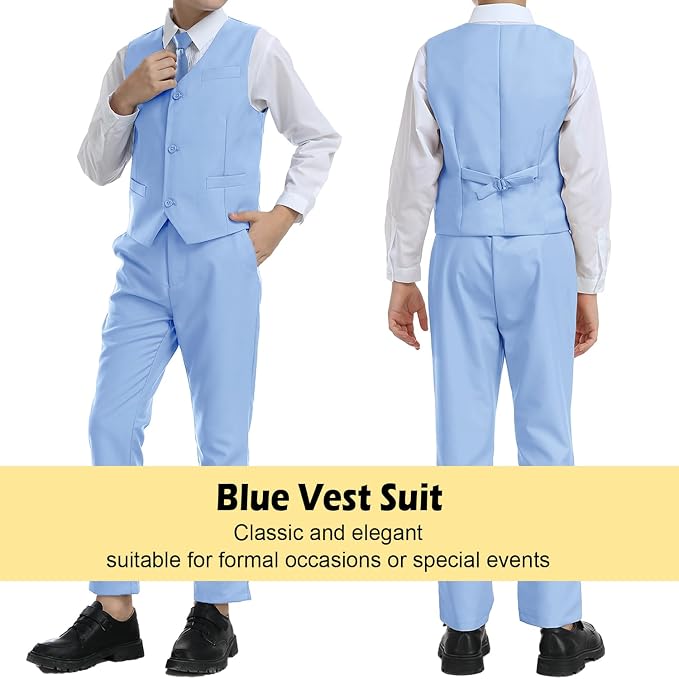 Boys’ Formal Suit 5 Piece Set, Toddler Tuxedos - Image 5