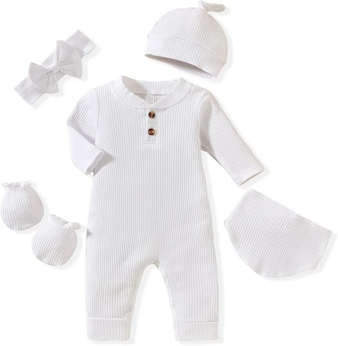 Aalizzwell Newborn Baby Ribbed Romper by Aalizzwell