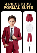 Boys Formal Suit Set 4 Pieces Kids Tuxedo Ring Bearer Outfit - Image 2