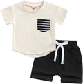 Rtnnsbbfcm Newborn Baby Boy Summer Clothes Short Sleeve Color Block Front by Rtnnsbbfcm