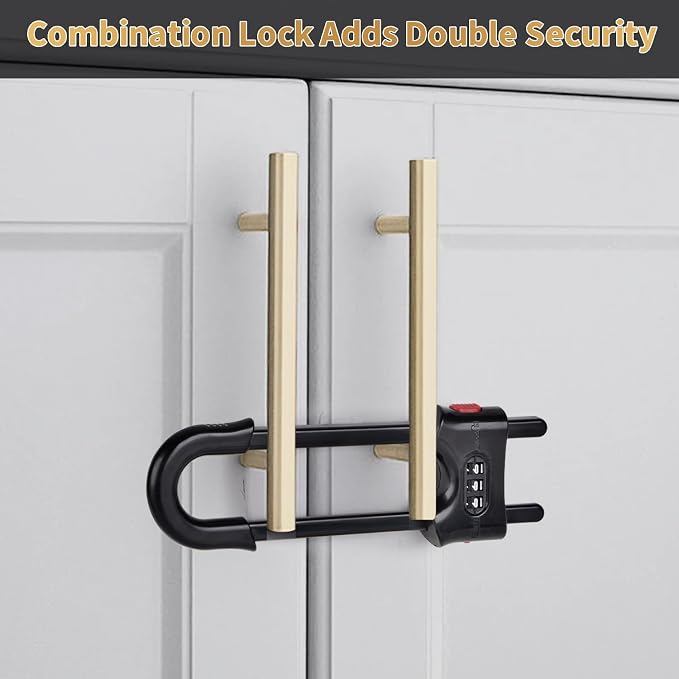 4 Packs U-Shaped Sliding Cabinet Locks, Baby Proofing Cabinets - Image 5