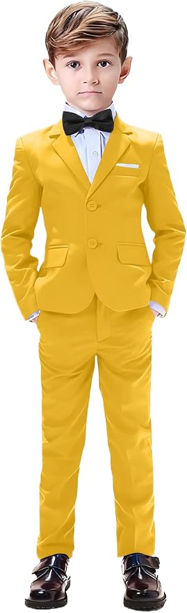 Boys Suits 5 Pieces Slim Fit Blazer Pants Black Blue Outfit Suit by Sailiiny