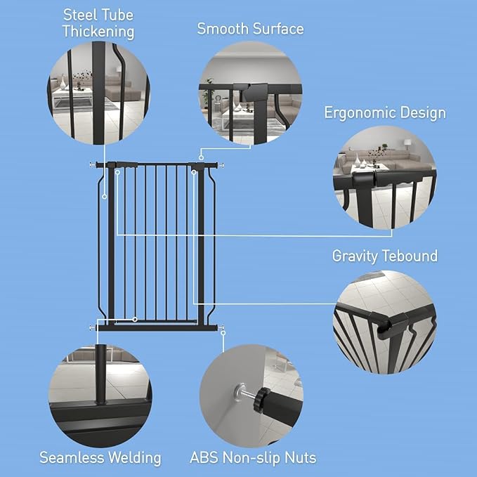 WAOWAO Extra Tall 40.55" Baby Gate 29.92-46.85" Wide Pressure Mounted Walk - Image 5