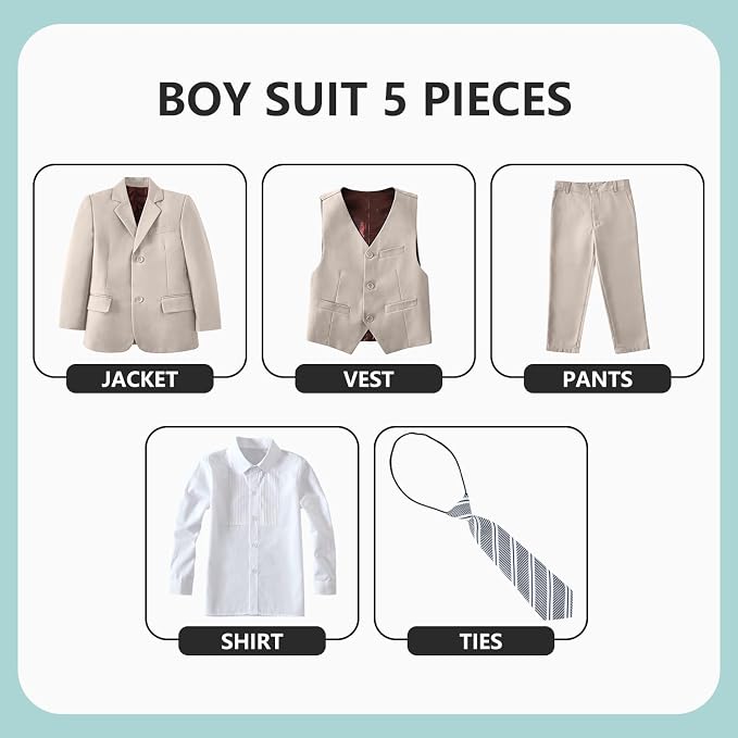 Boys' 5 Piece Formal Suit Set - Image 2