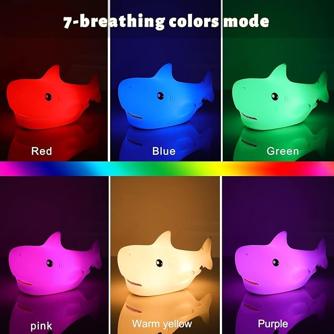 LOVERUIS Shark Night Light for Children, 7 Color Changing LED Portable Touch - Image 6