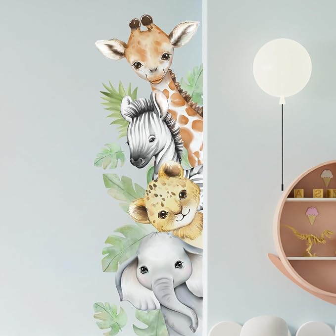 44.88x 15.75 Inch Watercolor Animal Wall Decals Jungle Animal Wall Stickers - Image 5