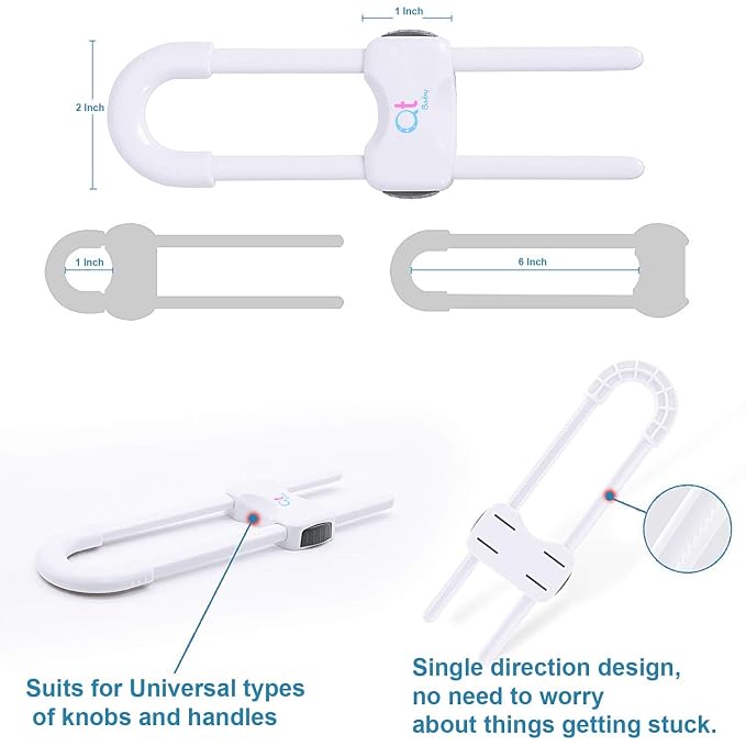 Baby Proofing Cabinet Locks | Adjustable U Shaped Baby Safety Latches - Image 5