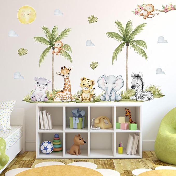 56.29 x 44.88 Inch Watercolor Animal Wall Decals - Image 3