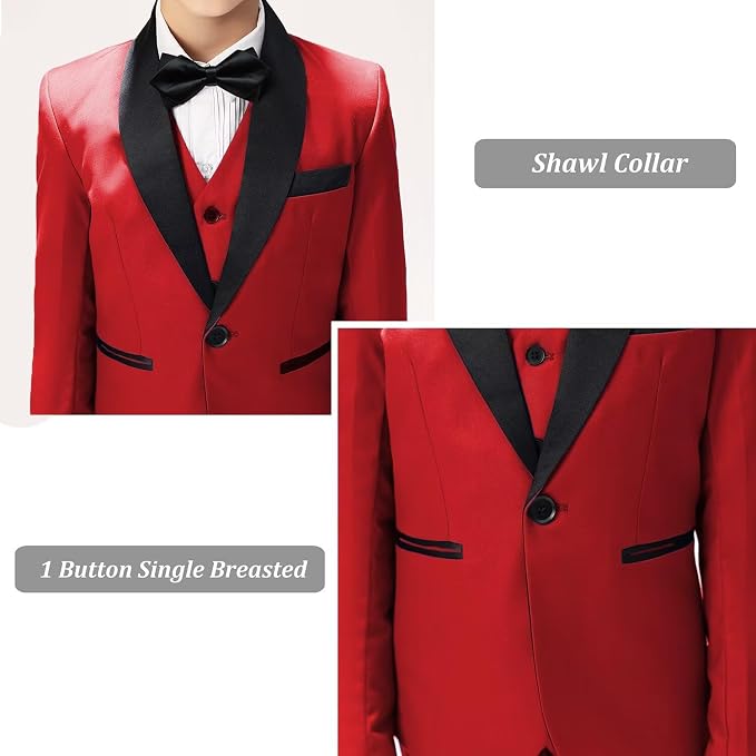 Boys Suit for Toddler Tuxedo Kids Formal Suits Set 5 Pieces Wedding Outfit - Image 5