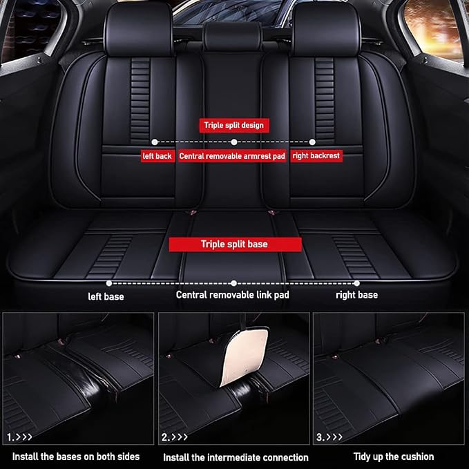 Waterproof 5 Car Seat Covers for Suzuki 1999-2025 95% Models, Premium Leather - Image 9