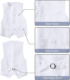 Boy's Suit Formal Slim Fit 5 Pieces Suit Set Blazer Vest Pants - Image 4
