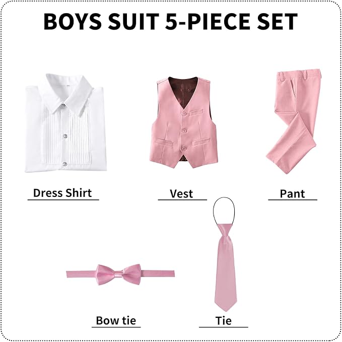Boys' Suits Formal Slim Fit Tuxedo Boys Vest and Pants Set - Image 5