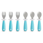 Munchkin® Raise™ Toddler Fork and Spoon Utensil Set, Rest Keeps Tip Off Table by Munchkin