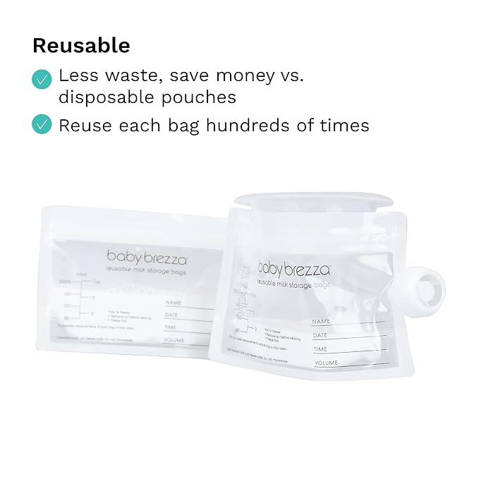 Baby Brezza Reusable Breastmilk Storage Bags, 10 Pack, Includes Filling Funnel - Image 6