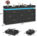 7 Drawer Dresser with LED Light and Charging Station, Wide Drawer Organizer - Image 2