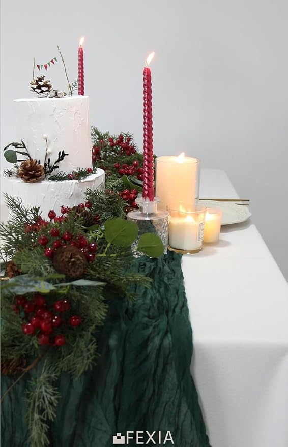 FEXIA 6 Pack Emerald Green Christmas Table Runner St Patrick's Day Decorations - Image 6