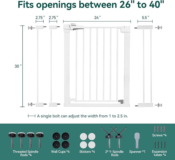 Babelio Baby Gate for Doorways and Stairs, Easy Install, Pressure Mounted - Image 3
