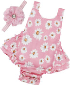 Baby Girl's Floral Print Ruffles Romper Summer Clothes by PrinceSasa