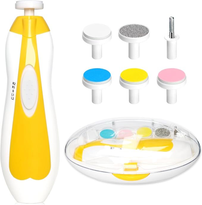 Baby Nail Trimmer Electric, 6 in 1 Baby Nail File Clippers Infant Grooming Kit by Qunlionslife