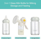 COMI Wide Neck Glass Breastmilk Collection n Storage Bottle, 6oz - Image 2