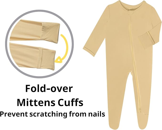Baby Boy Footed Pajamas with Mittens, Rayon Made from Bamboo Sleepers, 2 Way - Image 5