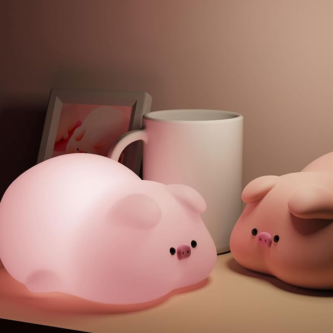 Cute Pig Lamp, Fun Lying Flat Pig Night Light, LED Squishy Animal Novelty Lamp by Unknown