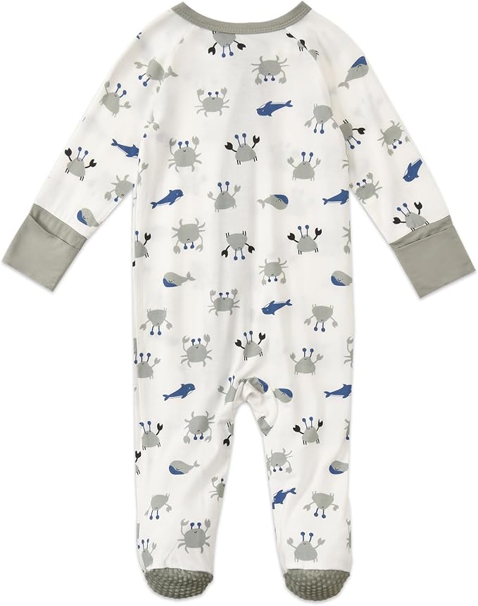 Baby Footed Pajamas with Mittens Rayon from Bamboo 2pcs Newborn Infant 2-way - Image 5